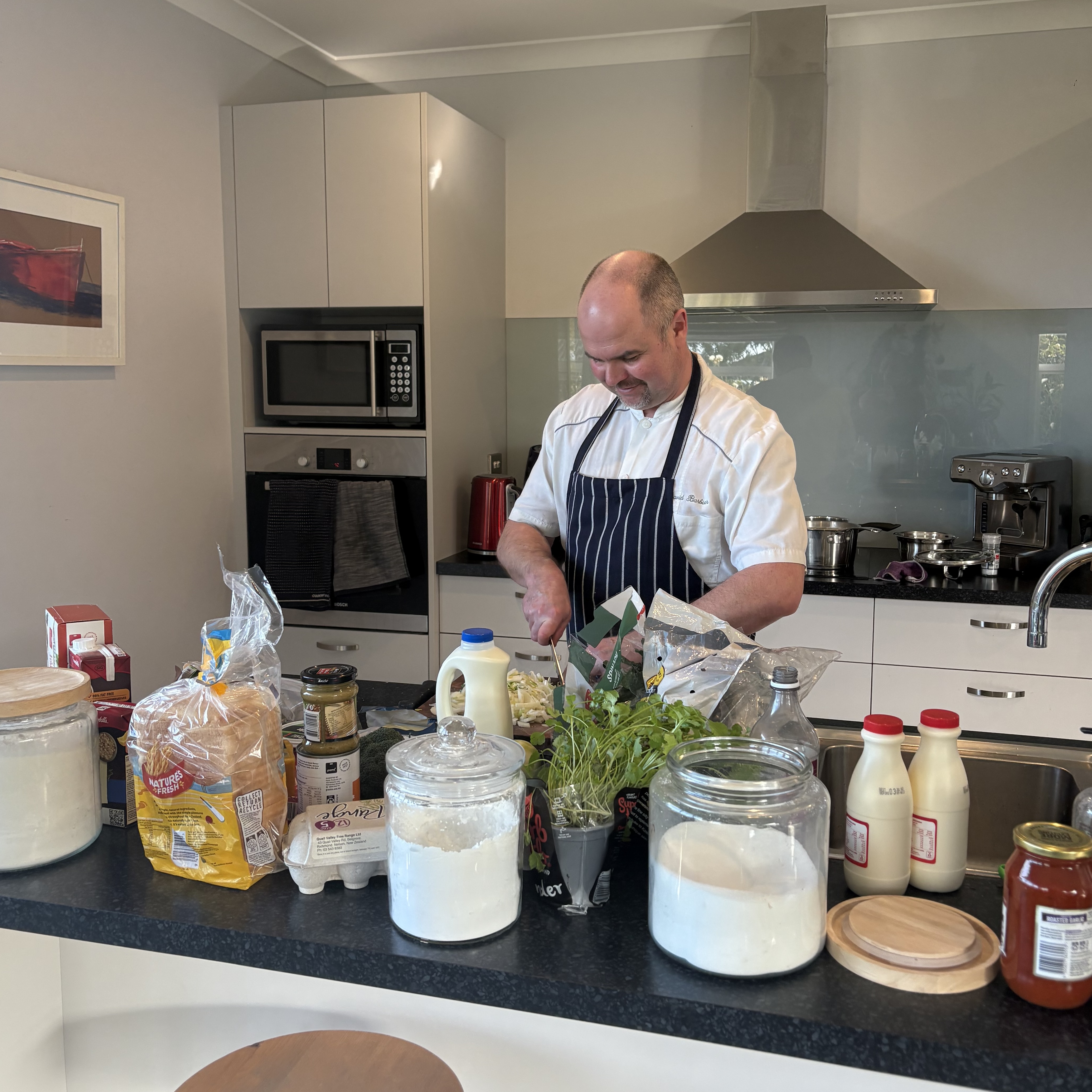 Chef David cutting fresh vegetables