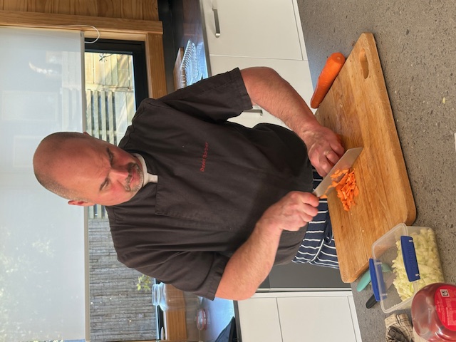 Fresh ingredients being prepared for batch cooking